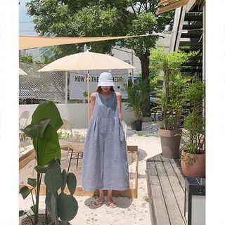 Sleeveless Checked Culottes Jumpsuit