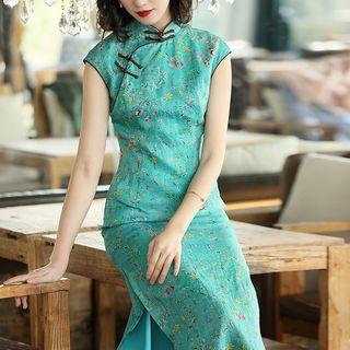Traditional Chinese Cap-sleeve Midi Dress