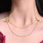 Alloy Butterfly Layered Necklace 0728a - Gold - One Size