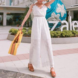 Spaghetti-strap Lace-trim Jumpsuit