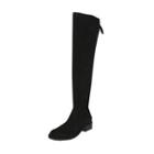 Beribboned Faux-suede Over-the-knee Boots