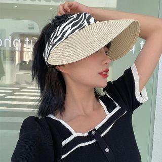 Zebra Pattern Straw Visor Hat