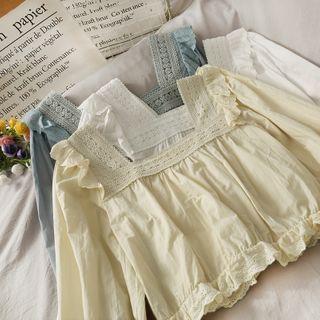 Lace-trim Square-neck Crop Top