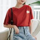 Elbow-sleeve Egg Printed T-shirt