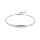925 Sterling Silver Simple Bar Bracelet With Austrian Element Crystal Silver - One Size