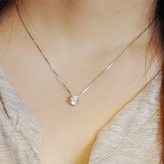 925 Sterling Silver Cz Necklace 1pc - Silver - One Size