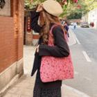 Rose Print Corduroy Tote Bag