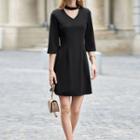 3/4-sleeve Cut Out Mini A-line Dress
