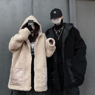 Couple Matching Reversible Hooded Fleece Zip-up Jacket