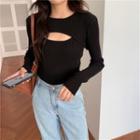 Long-sleeve Cut-out Knit Top / Camisole