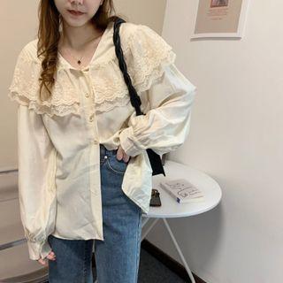 Lace Collar Shirt G89 - Beige - One Size