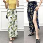 Pineapple Print Chiffon Midi Wrap Skirt