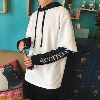 Inset Sleeve Drawstring Hooded Pullover