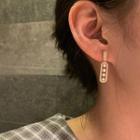 Rhinestone Faux Pearl Drop Earring 1 Pair - Silver Needle - One Size