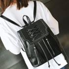 Tasseled Faux Leather Square Backpack