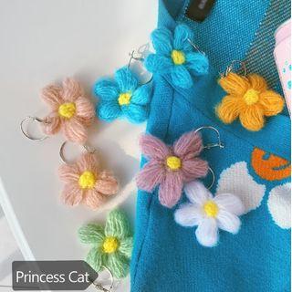 Yarn Flower Drop Earring