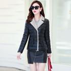 Genuine Leather Padded Buttoned Coat