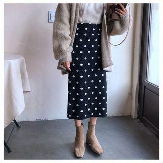 Polka Dot Midi Knit Skirt