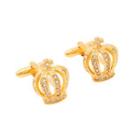 Fashion And Elegant Plated Gold Crown Cubic Zirconia Cufflinks Golden - One Size