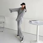 Set: U-neck Loose-fit Top + Band-waist Pants