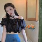 Short-sleeve Off Shoulder Cropped Blouse