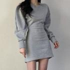Cutout A-line Mini Sweatshirt Dress Gray - One Size