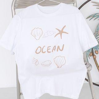 Short-sleeve Shell Print T-shirt Shell Print - White - One Size