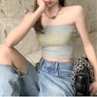 Lettering Cropped Tube Top Gray - One Size