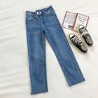 Plain High-waist Frayed Cropped Jeans