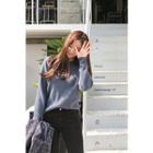 Round-neck Dip-back Wool Sweater