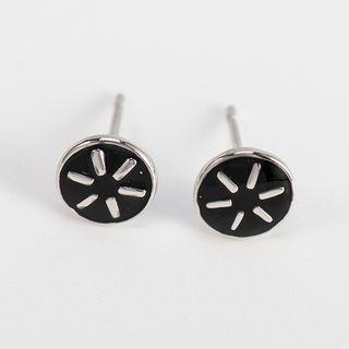 925 Sterling Silver Stud Earring 1 Pair - Black - One Size
