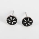 925 Sterling Silver Stud Earring 1 Pair - Black - One Size