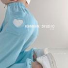 Heart-patch Drawstring Loose Sweatpants In 5 Colors