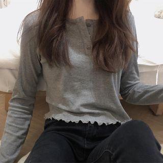 Frilled Trim Plain Cropped Top