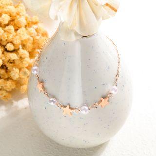 Stainless Steel Faux Pearl Star Bracelet