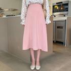 Plain High-waist Long A-line Skirt