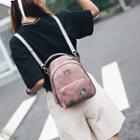 Badged Faux Leather Mini Backpack