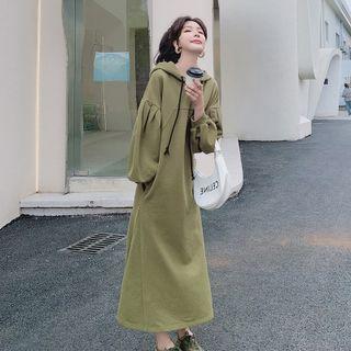 Lantern-sleeve Hooded Long Sweatshirt Skirt