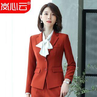 Slim-fit Blazer / Dress Pants / Mini Pencil Skirt / Bow Accent Long-sleeve Blouse / Vest / Shirt / Set