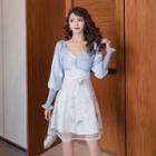 Long-sleeve Sequin Mini A-line Dress