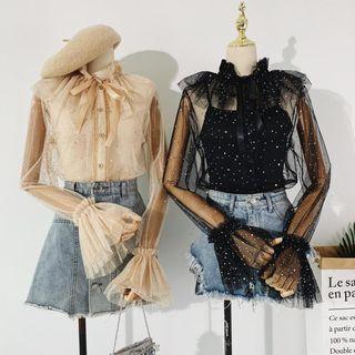 Sheer Sequined Mesh Shirt