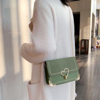 Paneled Heart Buckled Crossbody Bag