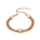 Elegant And Romantic Plated Rose Gold Heart-shaped 316l Stainless Steel Multi-layer Bracelet Rose Gold - One Size