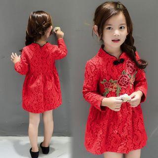 Fleece-lined Embroidery Lace Dress