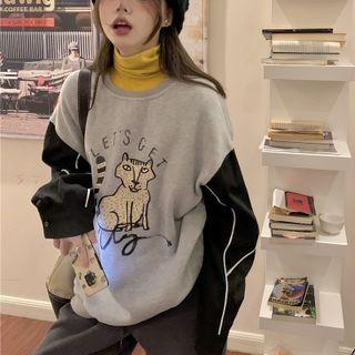 Print Panel Sweatshirt Gray - One Size