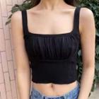 Plain Pleated Camisole Cropped Tube Top