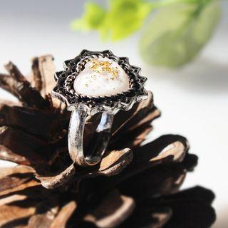 Faux Pearl Heart Open Ring 5505 - Silver - One Size