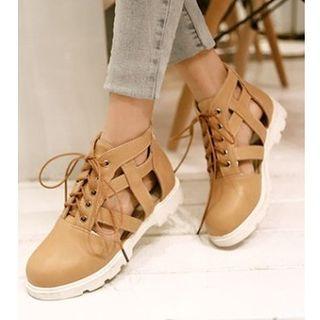Faux Leather Cutout Booties