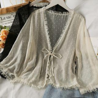 Ruffled-trim Dotted Sheer Cape