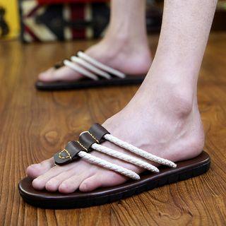 Genuine-leather Braided Flip Flops